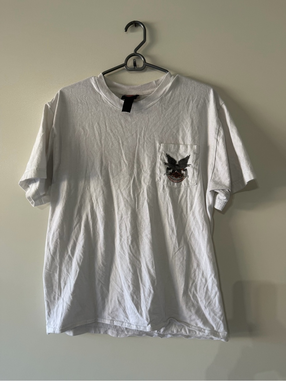 Harley-Davidson White Short Sleeve Pocket Tee with Black & Red Graphic